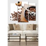 Düş Duvarı 3 Parça Kahve Öğütücü Desenli MDF Duvar Tablosu
