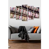 Düş Duvarı 5 Parça Çin Dilek Feneri Desenli MDF Duvar Tablosu