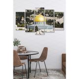 Düş Duvarı 5 Parça Kudüs Dini Desenli MDF Duvar Tablosu