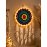 Düş Kapanı Dream Catcher El Yapımı Bohem Duvar Süsü Renkli Mandala Dekor 22 Cm