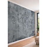 Düş Kapanı Dreamcatcher Desenli Eskitilmiş Beton Görünümlü Tekstil Duvar Kağıdı, 400 x 280