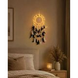 Düş Kapanı Led Işıklı Siyah Beyaz Tüylü El Yapımı Bohem Duvar Süsü Düş Kapanı Led Işıklı Siyah Beyaz Tüylü El Yapımı Bohem Duvar Süsü Çapı 22 Cm Uzunluk 60 Cm