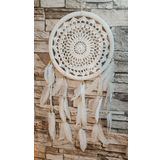 Düş Kapanı Makrome Dreamcatcher Ekru Kuş Tüyü Rüya Kapanı Duvar Süsü Elişi