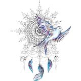 DÜŞ KAPANI MANDALA GÜVERCİN KUŞ GEÇİCİ DÖVME TATTOO