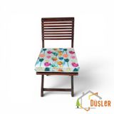 Düşler Ev Tekstili 40x40 Rengarenk Lale Desenli Su ve Leke İtici Duck Kumaş Fermuarlı Bağcıklı Biyeli Sandalye Minderi 5 cm