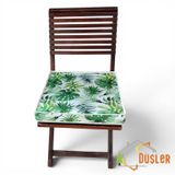 Düşler Ev Tekstili 40x40 Tropikal Palmiye Yeşil Yaprak Monstera Desenli Su ve Leke İtici Duck Kumaş Fermuarlı Bağcıklı Biyeli Sandalye Minderi 5 cm