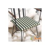 DÜŞLER EV TEKSTİLİ 40x40 Yeşil Beyaz Çizgili Su ve Leke İtici Fermuarlı Bağcıklı Yeşil Biyeli Sandalye Minderi 4 cm