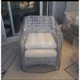 DÜŞLER EV TEKSTİLİ 70x70 Şeffaf Tekli Koltuk Sandalye Koruma Örtüsü Bahçe Mobilya Yağmur Koruma Kılıfı