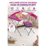 düşler oyuncak dünyası Katlanabilir Çocuk Çalışma Masası ve Sandalye Takımı (3-10 Yaş Arası Kullanım) - Kalemlik Bölmeli Aktivite Masası