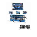 düşler oyuncak dünyası Mavi Turist Gezi Otobüsü 2 İki Katlı Ön Ve Orta Kapısı Açılabilen Sesli Işıklı Oyuncak Şehir Otobüsü (28.5 Cm)