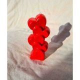Dust Candle Studio Sevgililer Günü Koleksiyonu Üst Üste Kalp Figürlü Dekoratif Mum - Ateş Kırmızısı - 1 Adet