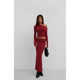 Düşük Bel Bordo Maxi Etek - 40