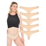 Düşük Bel Tanga, String 5'li Paket, Klasik Tanga Külot, Yumuşak Pamuklu Kumaş,%100 Rahat Kumaş, Bej, M