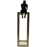 Düşünen Adam Biblo Mıknatıslı Metal Tabla Gold/Siyah 38 Cm