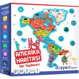 Düşyeri Amerika Haritası Yer Yapbozu Eğitici Oyun