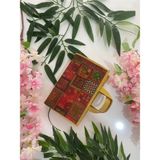 Dutt Dikim HARDAL SARISI etnik desen 17*24 cm kitap çantası ve tablet çantası yıkanabilir