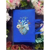 Dutt Dikim SAKS MAVİSİ 17* 24 CM Kitap çantası kitap kılıfı KALP ÇİÇEĞİ