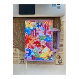 DUTTDİKİM LİLA Kitçan 17 × 24 cm Çiçek Desenli Standart Kitap Çantası | Kulplu Kumaş Kitap Kılıfı