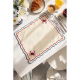 Duu Home Yengeç Nakışlı Amerikan Servisi Supla | Premium Duck Kumaş | Modern Sofra Dekoru | 2'li