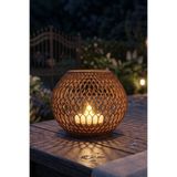 DuudStore Dekoratif Modern Kafes Mumluk - Bambu/Halat Dokulu Mumluk (1 Adet LED Tealight Mum Hediyeli)