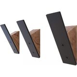 Duvar Askılığı Askısı - 3'Lü Set - Metal Ahşap Siyah Metal Askılar, Duvar Askıları - Dekoratif Duvar Askıları - Duvar Askıları