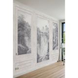 Duvar Çıtası ve Şelale Manzaralı Mono Yağlı Boya Görünümlü Tekstil Duvar Kağıdı, 240 x 240