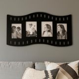 Duvar Fotoğraf Çerçevesi Film Rulo Desenli Fotoğraf Çerçeve Ahşap 4 Fotoğraf Kapasiteli Pano Siyah