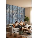 Duvar Kağıdı Geometrik Metal Ve Mermer Desen Silinebilir Tekstil Duvar Kağıdı, 400 x 280