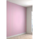 Duvar Kağıdı Pembe Beyaz Çizgili Desenli Silinebilir Genç Odası Tekstil Duvar Kağıdı, 320 x 280