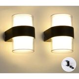 Duvar LED Lamba 12W Gün Işık 3200K Bahçe Teras Iç&dış Mekan Dekoratif LED Aplik Aydınlatma (2 Adet) - Çok Renkli - Standart
