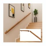 Duvar Merdiven Korkuluk Küpeşte, Ahşap Merdiven Küpeşte 1-20FT, Doğal Bej İç Mekan Korkuluğu, Merdivenler için Kolay Kurulum Duvar Küpeşte, Dayanıklı ve Şık Ev Güvenliği Çözümü, JNASUOUJK-BEIGE-2FT