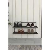Duvar Montajlı Metal Ayakkabılık 2 Parçalı Ayakkabı Düzenleyici Antre & Hol Toparlayıcı 22X70X20 cm - Siyah
