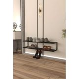 Duvar Montajlı Metal Ayakkabılık Modern Ayakkabı Düzenleyici Antre & Hol Toparlayıcı 22X70X20 cm - Siyah