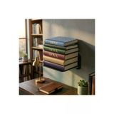 Duvar Montajlı Metal Kitap Rafı, Görünmez Modelli Kitaplık, Siyah, Minimalist Tasarım