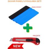 Duvar Paneli Uygulama seti 1 Adet Keçeli Ragle 1 Adet Falçata Pratik Duvar Paneli Kağıdı Folyo Seti - Renkli