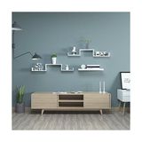Duvar Rafları, 3'lü Set, U Şeklinde Yüzer Raflar, Çok Parlak Yüzey, Yaratıcı Fikirler, Mdf'den Yapılmış Depolama Rafı, Beyaz LWS40WT - Option-1