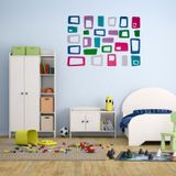 Duvar Süsü (Sticker) 2 Adet Renkli Kareli Pvc 48x33x0,5cm