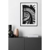 Duvar Tablosu Ahşap Çerçeveli Modern Spiral Merdiven Tasarım -50x70 cm Büyük Boy Loft Tarzı Tablo