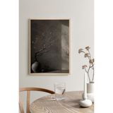 Duvar Tablosu Dekoratif Ahşap Çerçeveli Wabi-Sabi Stil Natürmort Kuru Dal ve Gölge Desenli - 50x70cm Salon Tablosu