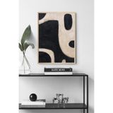 Duvar Tablosu Dekoratif Ahşap Çerçeveli Wabi-Sabi Stil Soyut Dokulu Siyah Beyaz - 50x70 cm Modern Salon Tablosu