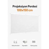 Duvar Tipi Projeksiyon Perdesi 100X150 cm Yüksek Çözünürlük Etkili - 100 x 150 cm