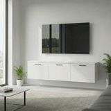 Duvar Tipi TV Ünitesi, 3 Kapaklı Bölmeli, Modern Tasarım (BEYAZ, 180 * 30 * 30 CM)