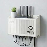 Duvar Tipi Wi-Fi Modem Saklama Kutusu(Beyaz) – Kablo Düzenleyici Router Raf Organizer (5067)