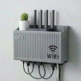 Duvar Tipi Wi-Fi Modem Saklama Kutusu(Gri) – Kablo Düzenleyici Router Raf Organizer (5067)