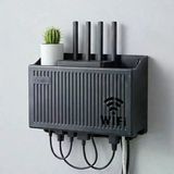Duvar Tipi Wi-Fi Modem Saklama Kutusu(Siyah) – Kablo Düzenleyici Router Raf Organizer (5067)