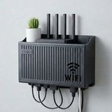 Duvar Tipi Wi-Fi Modem Saklama Kutusu(Siyah) - Kablo Düzenleyici Router Raf Organizer (5250)