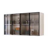 Duvar vitrini temperli cam kapılı – Slishly STO dolap, banyo, oturma odası, mutfak ve restoran ev dekorasyonu, gri-140 x 30 x 60 cm, gri-140 x 30 x 60 cm
