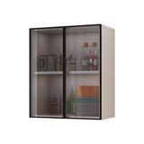 Duvar vitrini temperli cam kapılı – Slishly STO dolap, banyo, oturma odası, mutfak ve restoran ev dekorasyonu, gri-60 x 30 x 60 cm, gri-60 x 30 x 60 cm