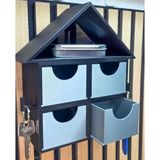 Duvara Monte Anahtarlık Ve Çekmeceli Organizer - 3D Yazıcı Ev Tasarımlı Takı Kutusu - Minimalist Masaüstü Düzenleyici - 4 Çekmeceli Ev Obje