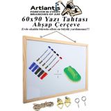 Duvara Monte Beyaz Yazı Tahtası 60x90 cm 1 Adet Yazı Tahta Kalemi ve Silgisi Laminant Yazı Tahtası